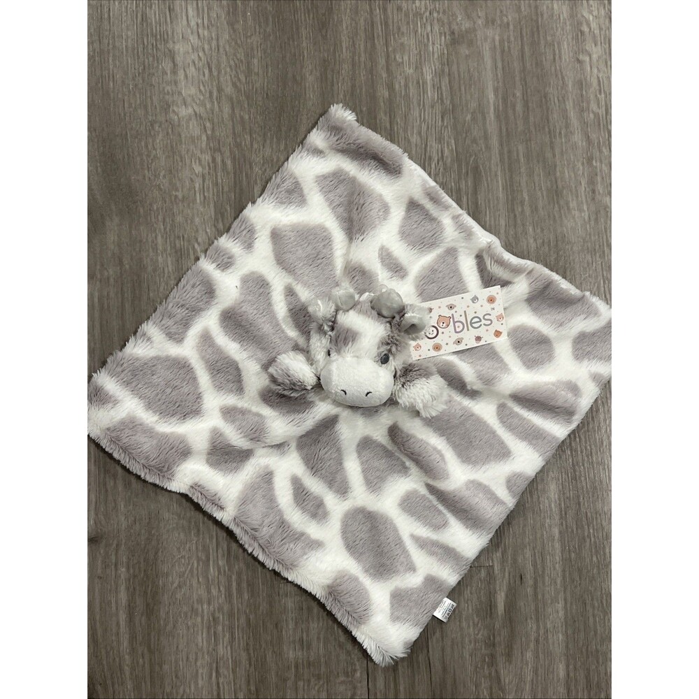 Oobles Giraffe Baby Security Blanket Lovey Rattle Toy Danbar Gray White New